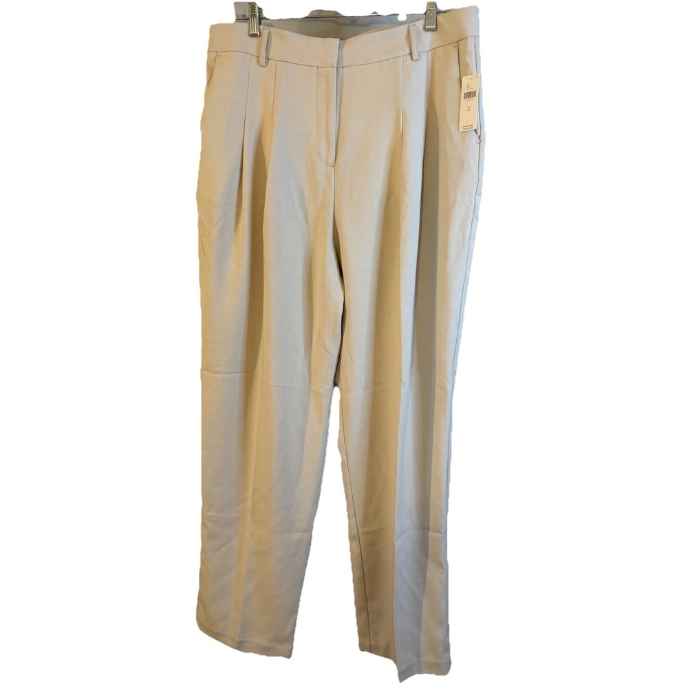 NWT MAEVE ANTHROPOLOGIE Ivory‎ Pleated Dress Pants 16 Beige Career Office